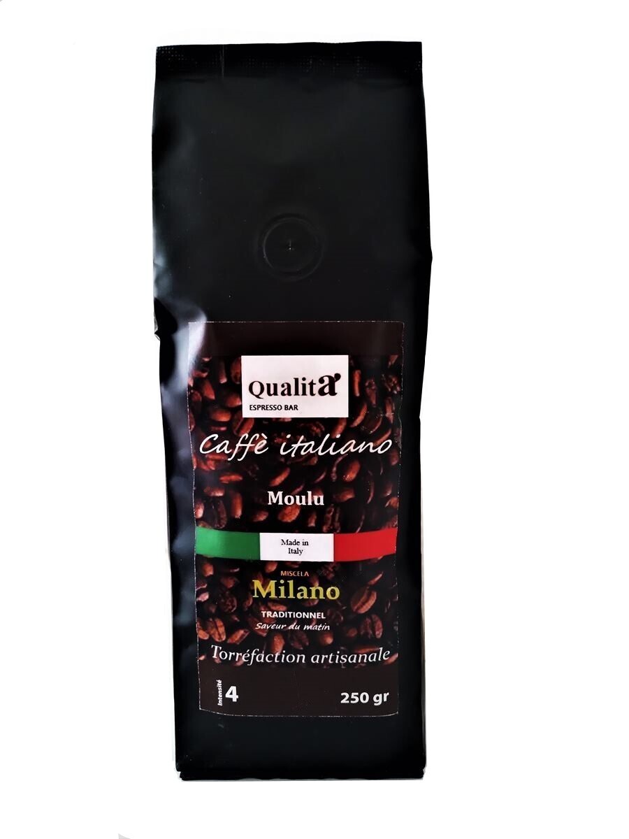Café moulu MILANO 50 % Arabica 50 % Robusta (Sachet de 250 gr)