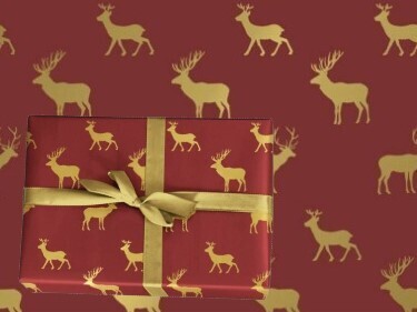PAPIER CADEAUX . Cerfs dorées 100 m