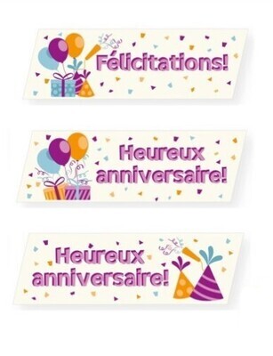 ​Etiquette / Garniture &quot;Joyeux Anniversaire&quot; - 70 unités​