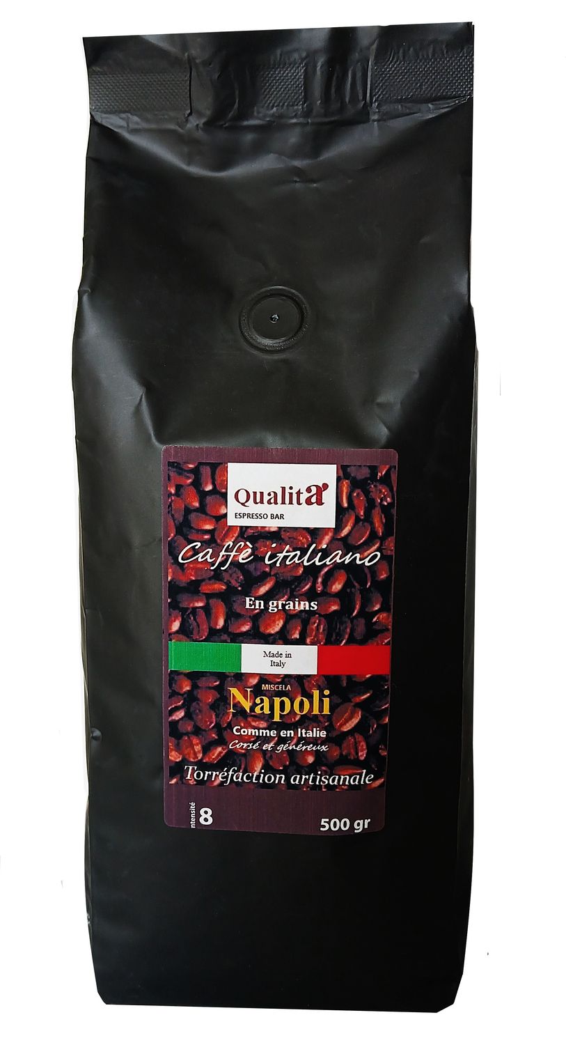 Café en grains NAPOLI 100 % Robusta (Sachet de 500gr)