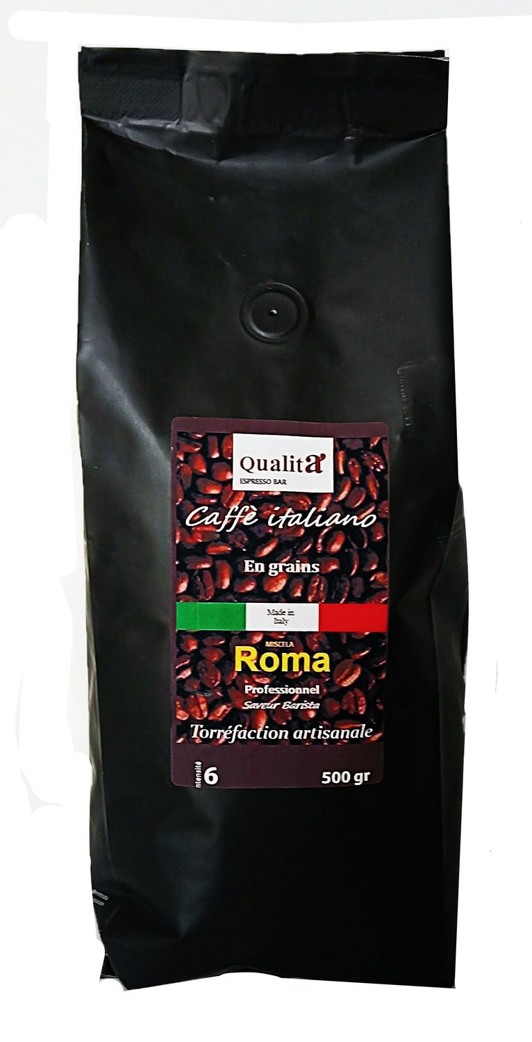 Café en grains ROMA 20 % Arabica 80 % Robusta. 500 gr