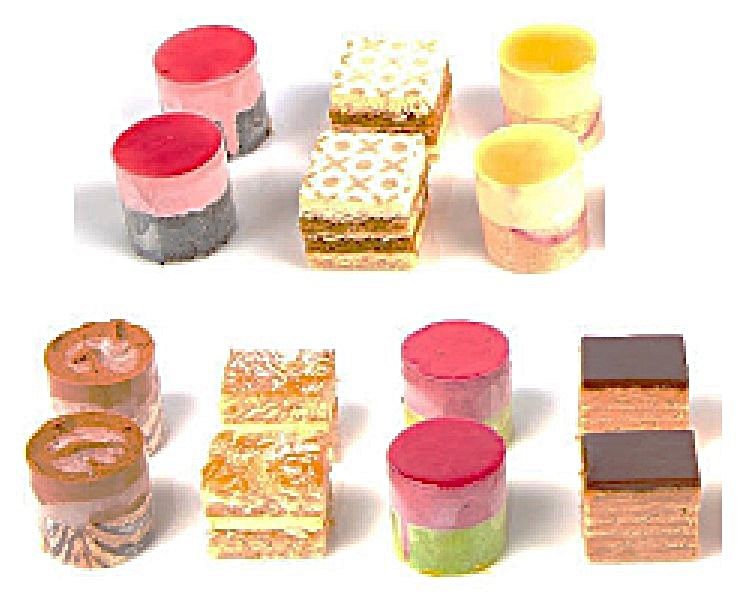 Mini gâteaux et bavarois. 56 pièces