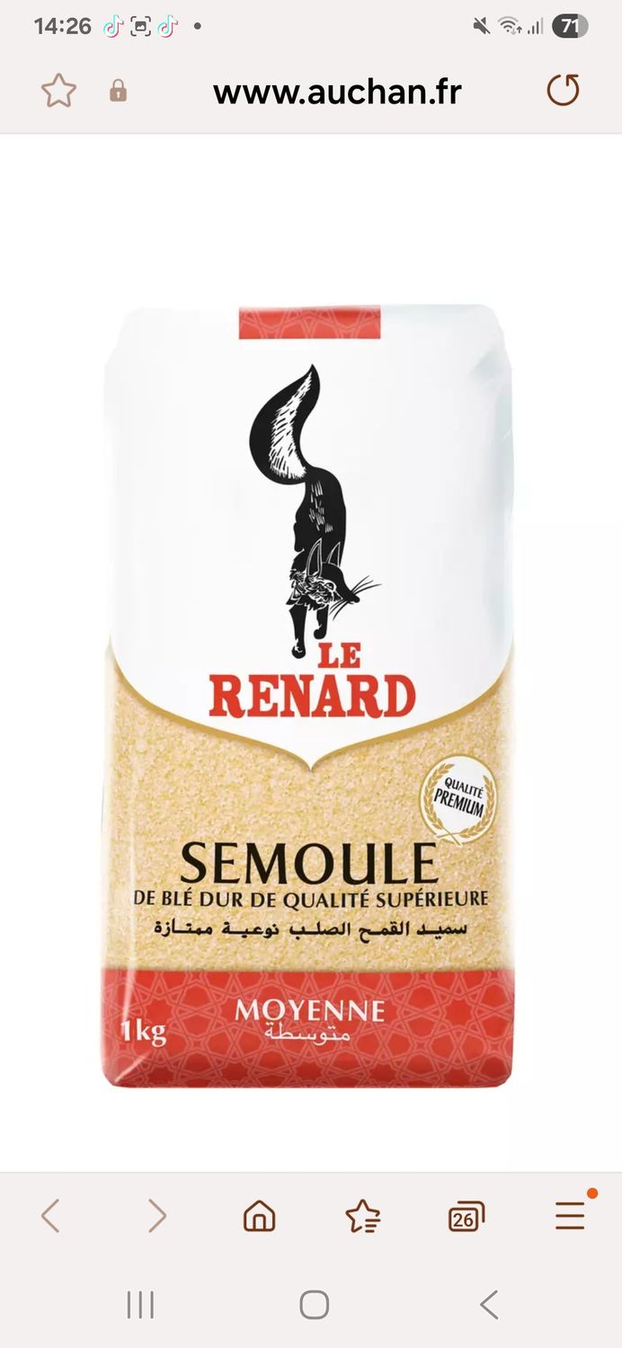 Semoule LE RENARD moyenne. 1 kg