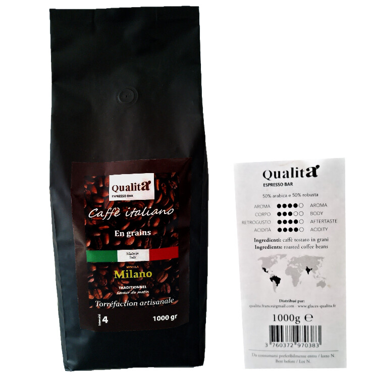 Café grains MILANO 50 % Arabica 50 % Robusta  1 kg