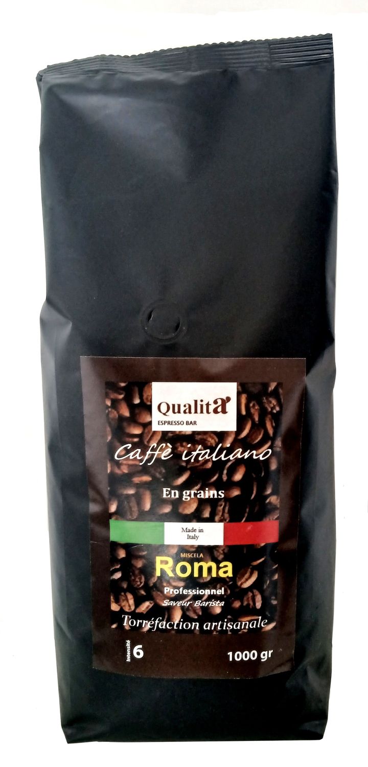 Café grains crémeux ROMA .1 kg. Intensité 6 (intermédiaire)