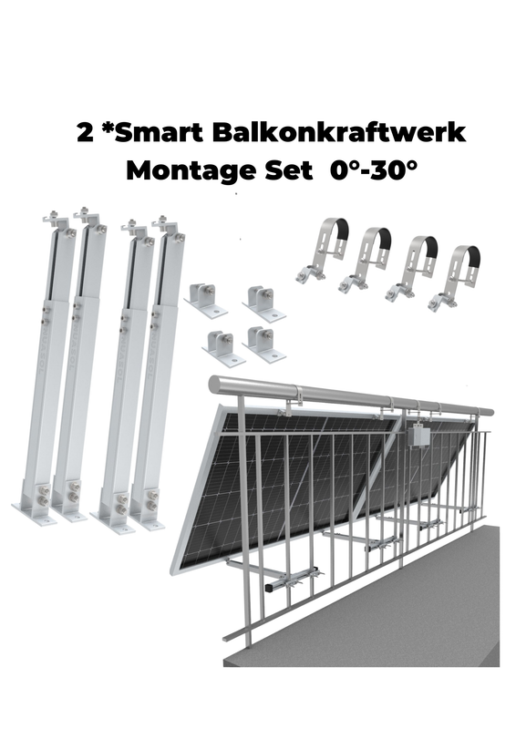 2 *Smart Balkonkraftwerk Montage Set 0°-30°