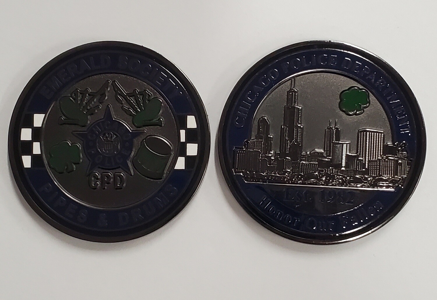 PIPES AND DRUMS BLACK OUT CHALLENGE COIN