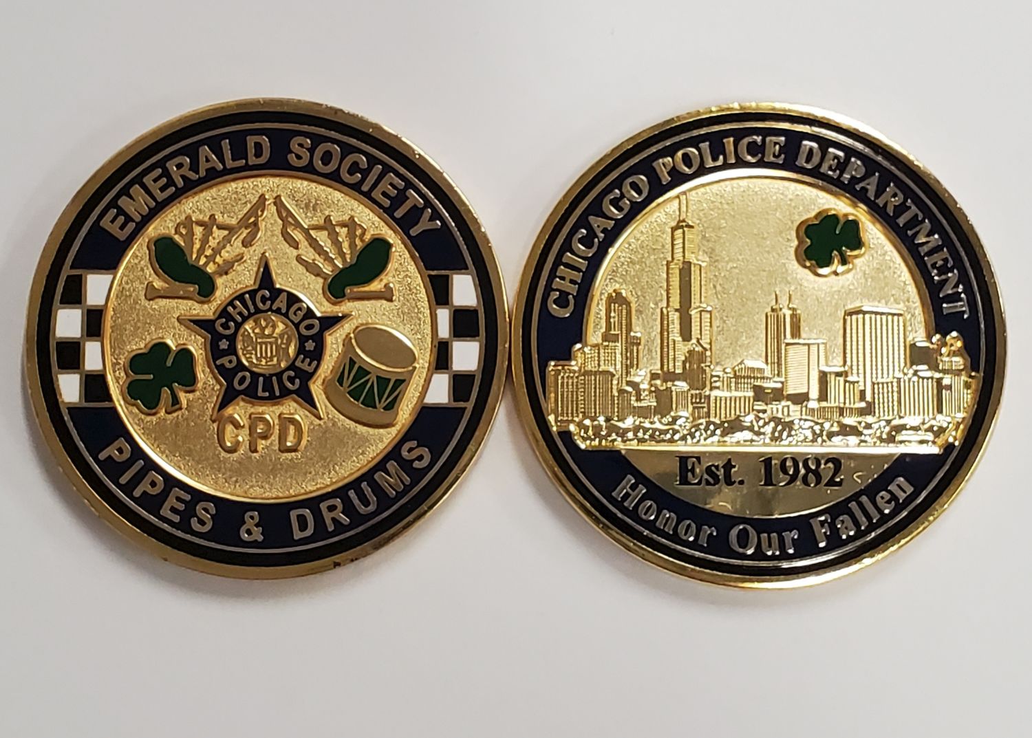 GOLD PIPES AND DRUMS CHALLENGE COIN