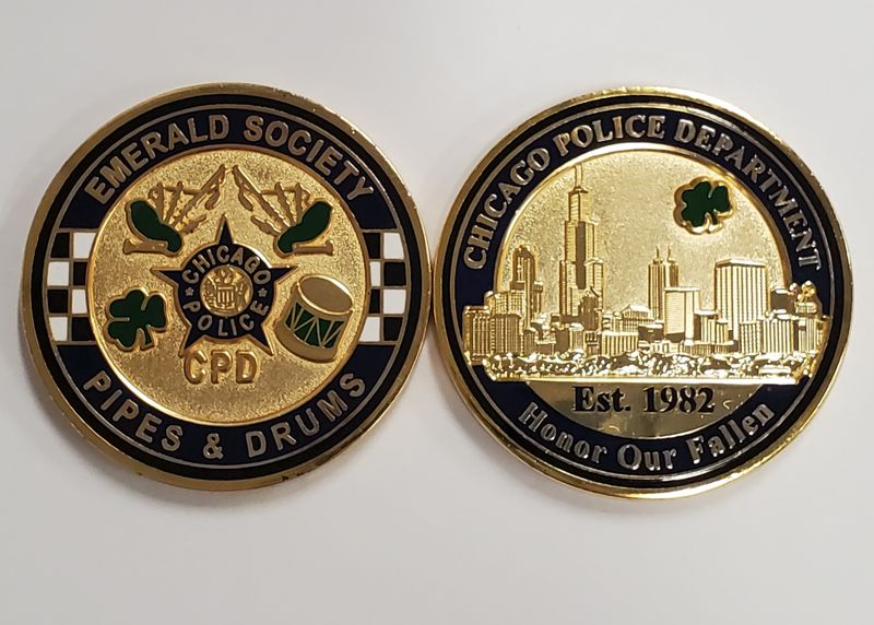 GOLD PIPES AND DRUMS CHALLENGE COIN