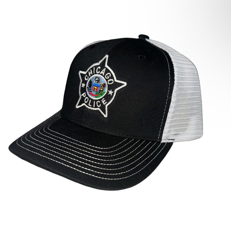 Black Snapback / white trucker mesh cap