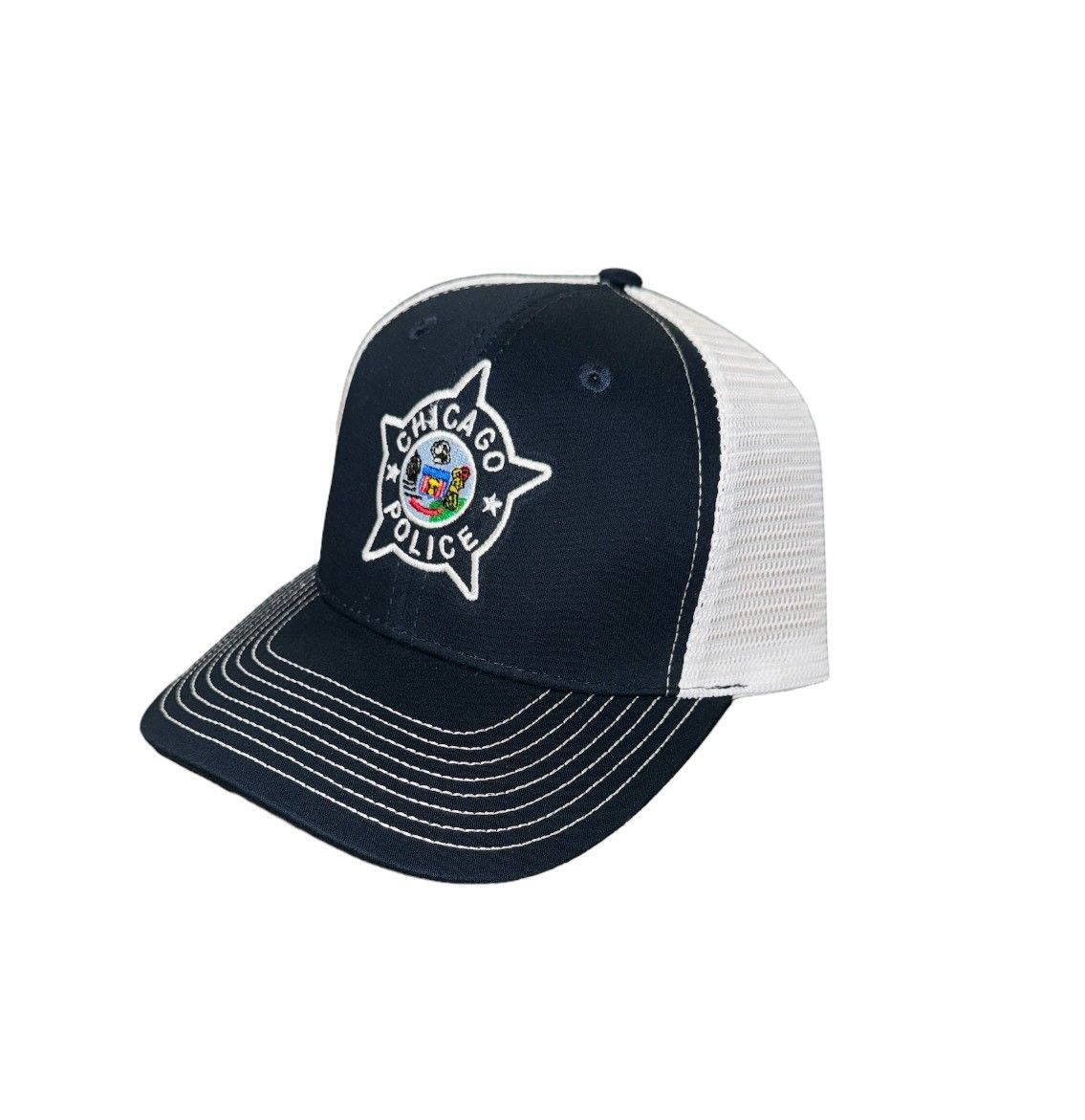 Navy Snapback / white trucker mesh cap