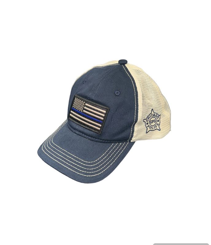 Vintage Trucker Cap w/ Blue Line Flag