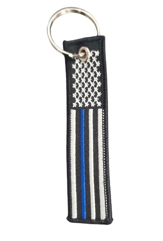 THIN BLUE LINE FLAG KEYCHAIN