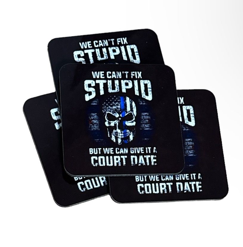 4 PACK Can&#39;t Fix Stupid COASTER