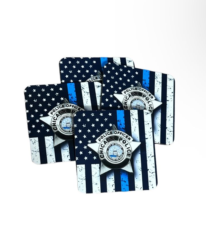 4 PACK CPD TBL FLAG w/P.O. Star COASTER