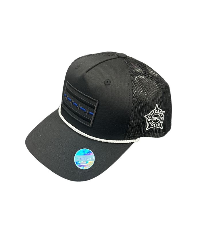 Black Trucker Cap w/TBL City Flag &amp; white Star
