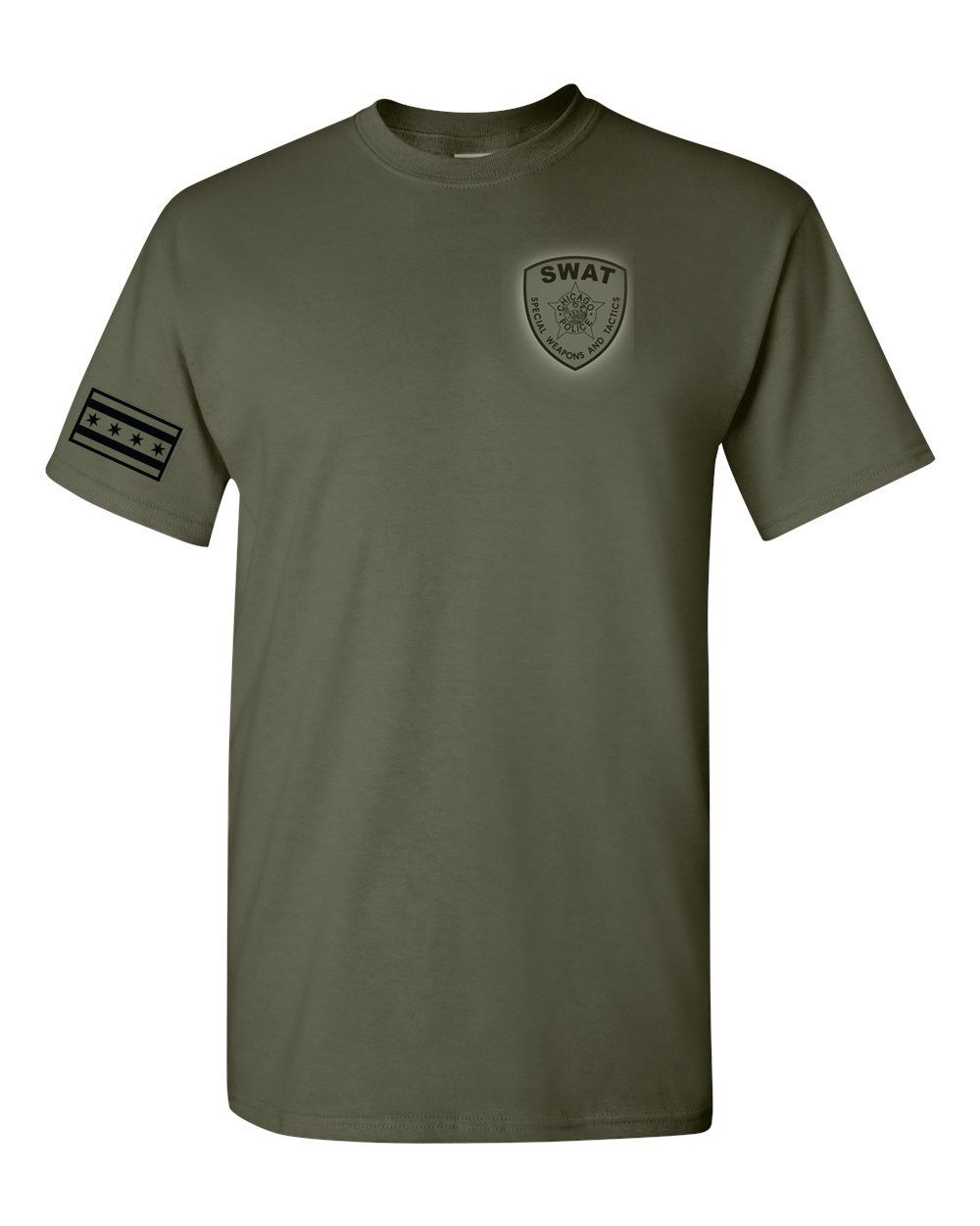 SWAT TEE WITH CITY FLAG ON SLEEVES, Size: Small
