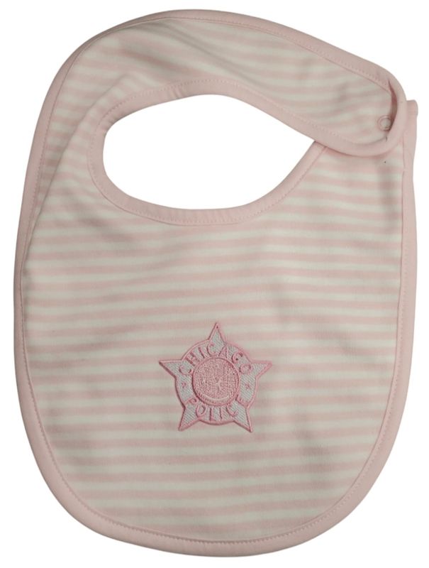 PINK/WHITE NEWBORN BABY GIRL BIB WITH CPD STAR