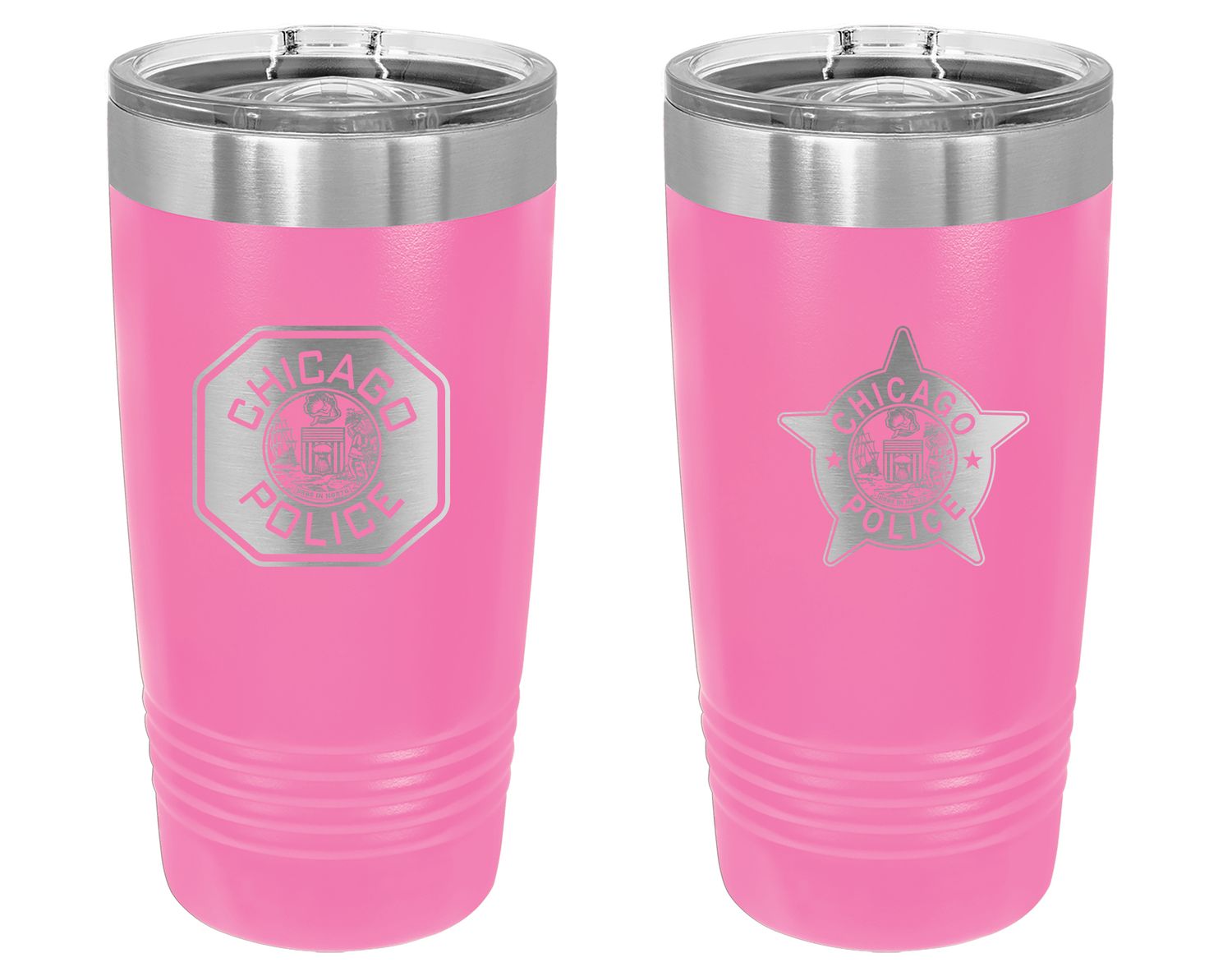 CPD 20 oz. PINK Tumbler with Silicone Grip and Clear Lid