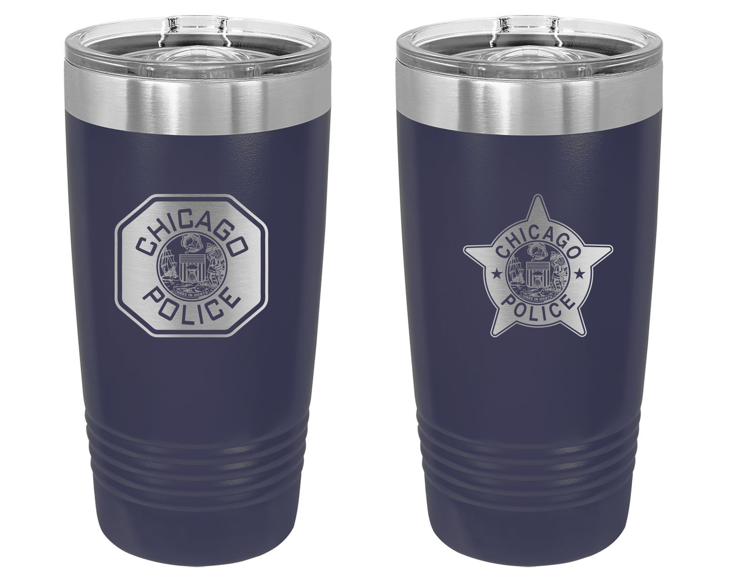 CPD 20 oz. Navy Tumbler with Silicone Grip and Clear Lid