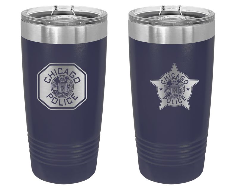 CPD 20 oz. Navy Tumbler with Silicone Grip and Clear Lid