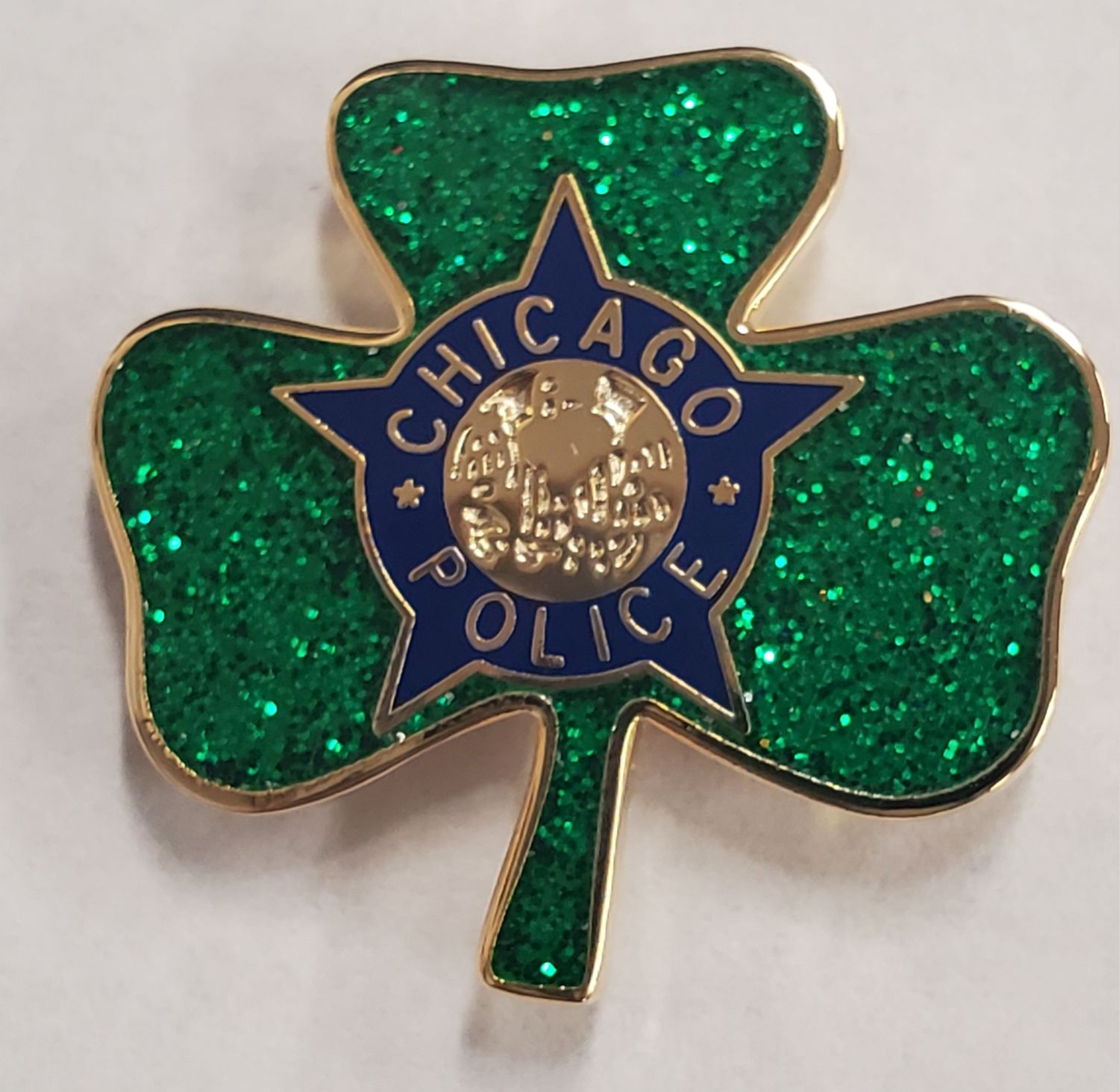 CPD SHARMROCK WITH GLITTER FINISH LAPEL PIN