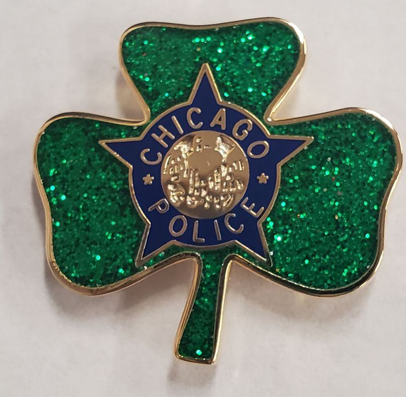 CPD SHARMROCK WITH GLITTER FINISH LAPEL PIN