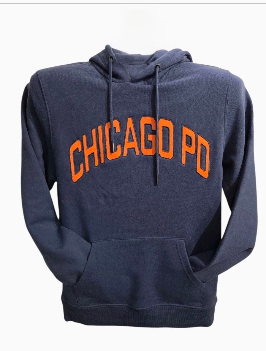 NAVY HOODIE WITH OARNGE CHICAGO PD, Size: Small