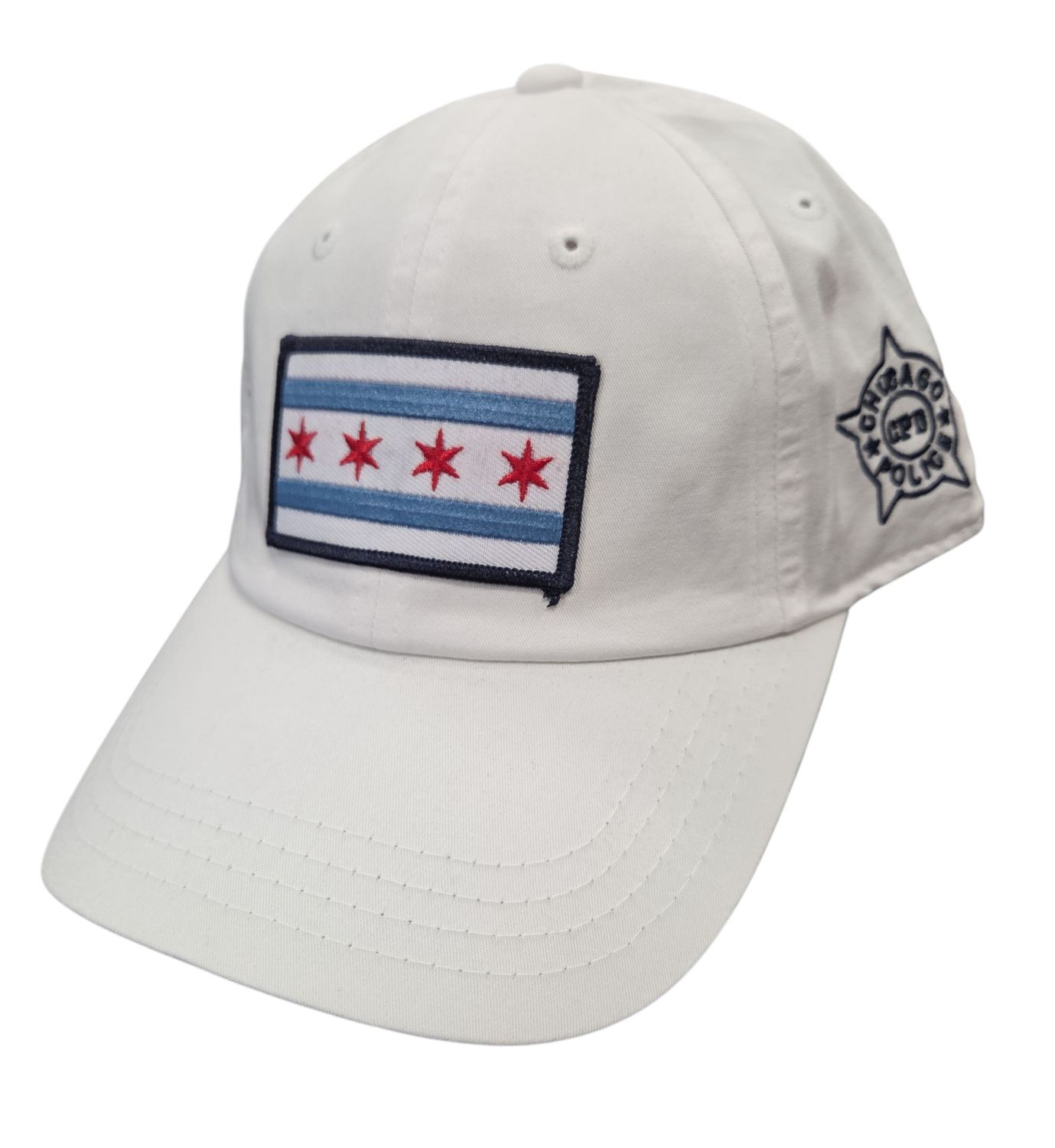 WHITE CAP WITH CITY FLAG AND CPD STAR ON THE SIDE