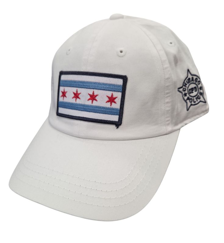 WHITE CAP WITH CITY FLAG AND CPD STAR ON THE SIDE