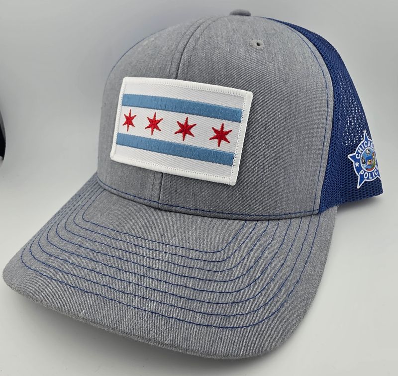 Grey / Royal Mesh Trucker Cap w/ City Flag and CPD star on side
