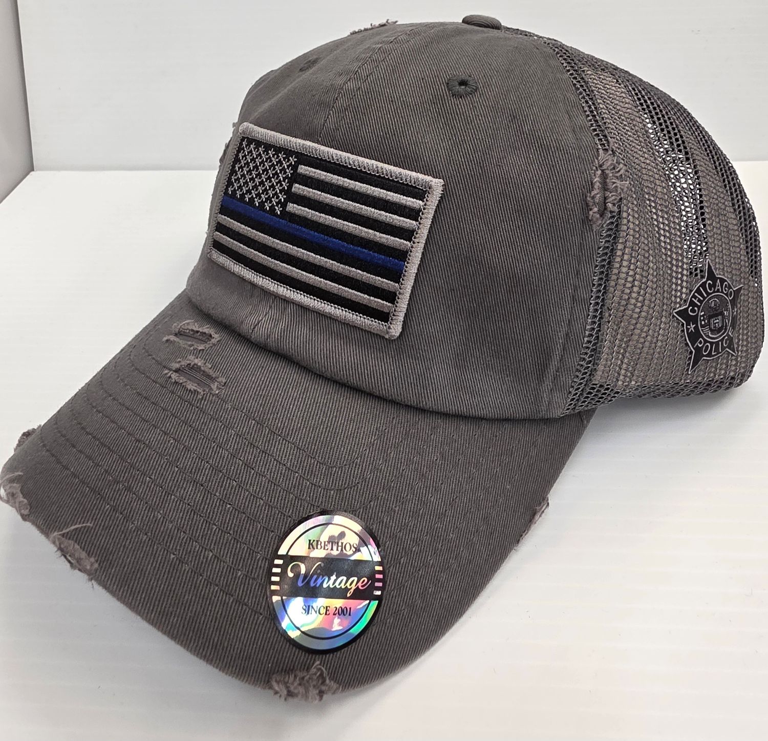 Grey Vintage trucker mesh Snapback Cap