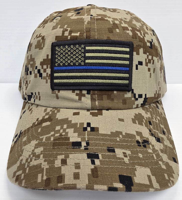 USA Blue Line Flag Green Camo CPD Cap