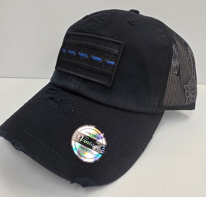 Black Vintage trucker mesh Snapback Cap