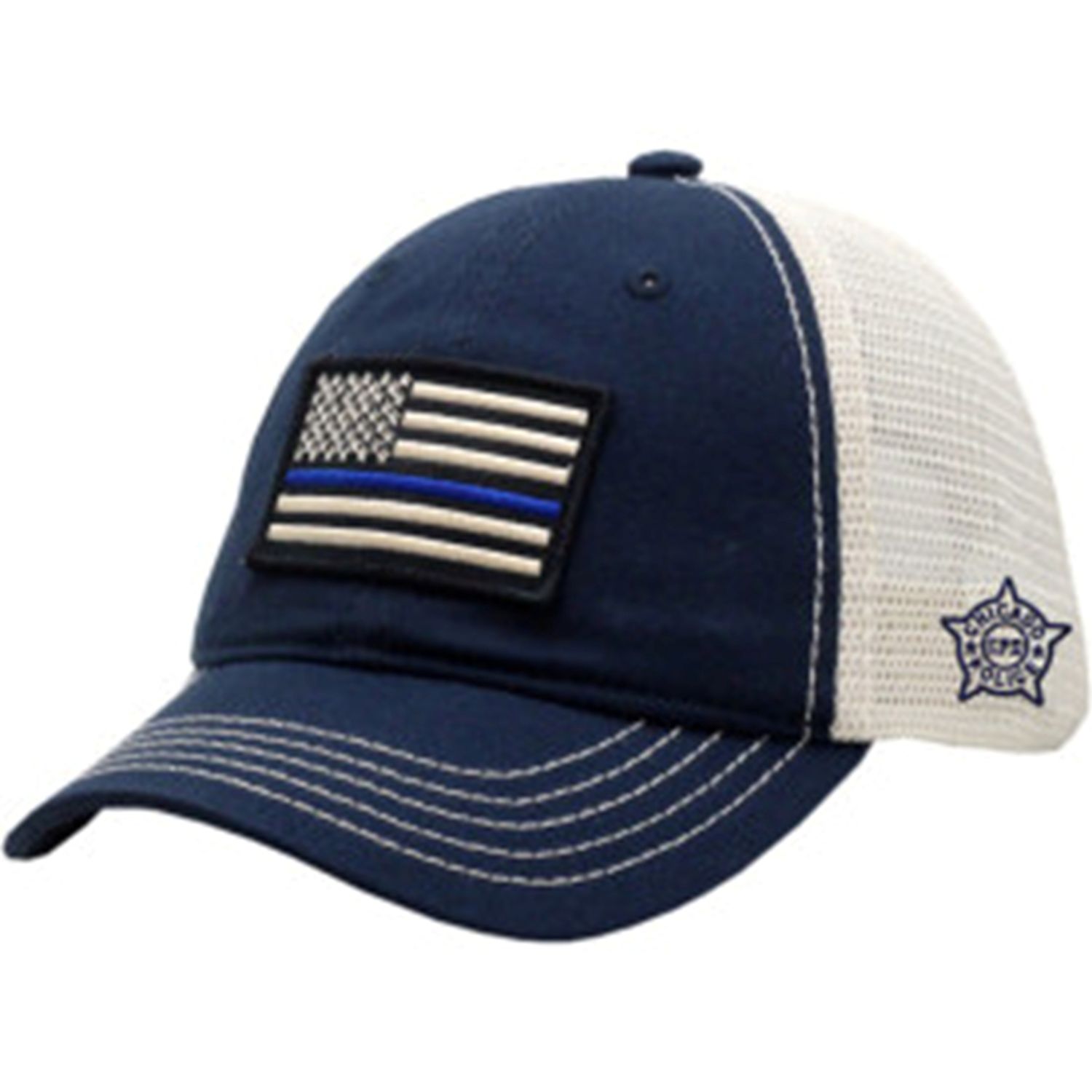 Vintage Trucker Cap w/ Blue Line Flag