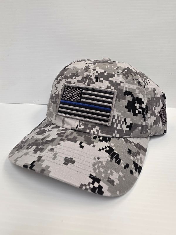 USA Blue Line Flag Grey Camo CPD Cap