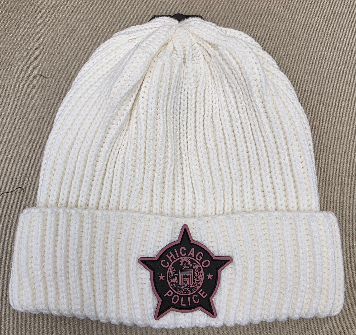 White Bulky Knit with Pink &amp;Black CPD Star