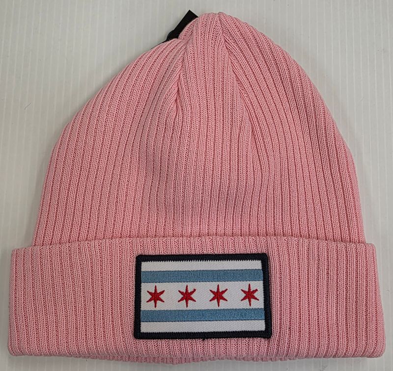 Pink Cuffed Knit with Chicago Flag Patch