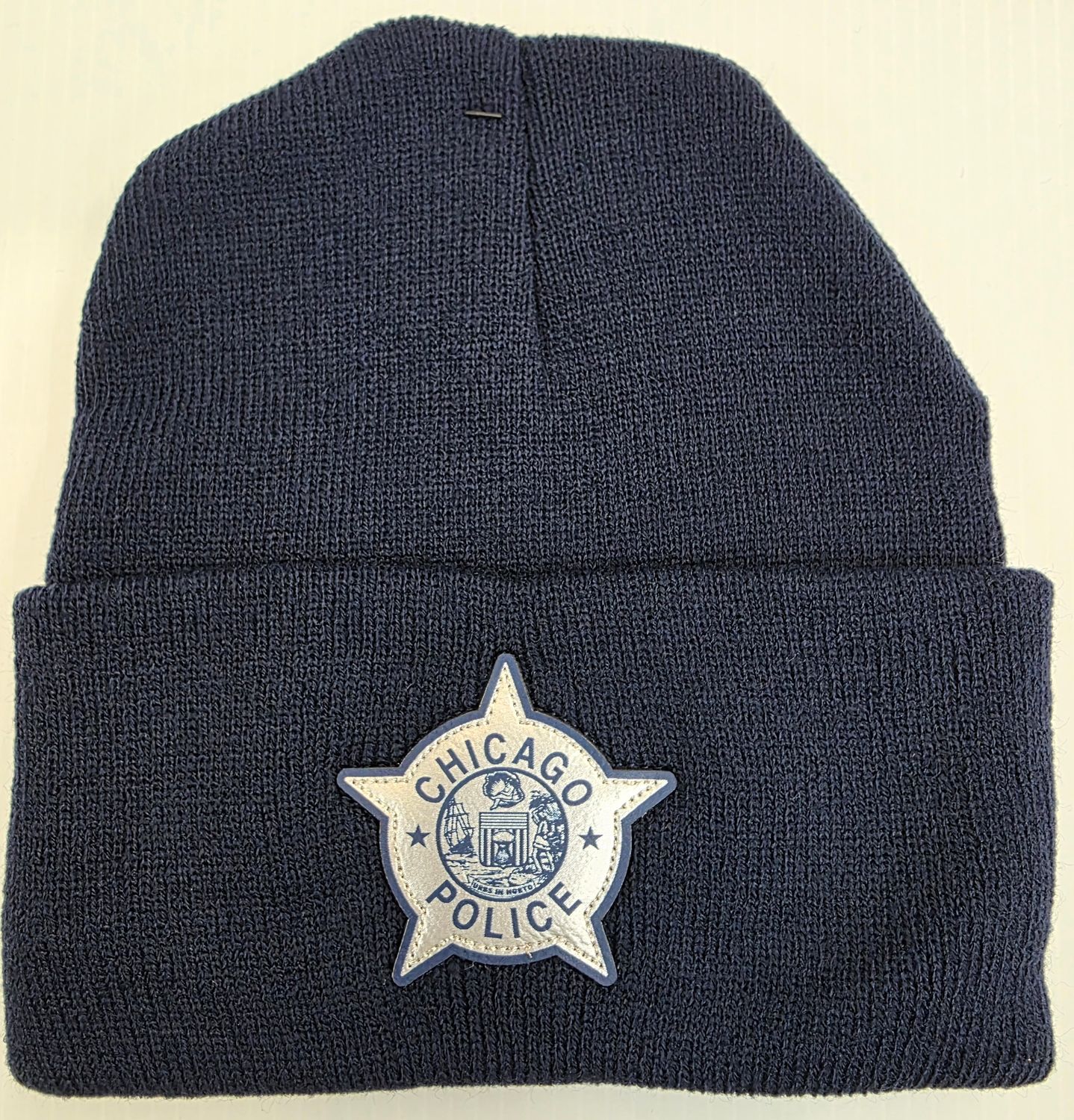 Navy Cuffed Knit with Silver CPD Patch