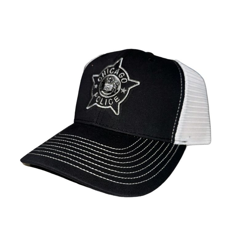 Black Snapback / white trucker mesh cap