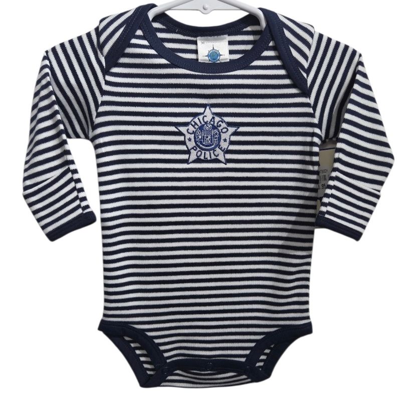 BLUE/WHITE LONG SLEEVE BABY BOY ROMPER