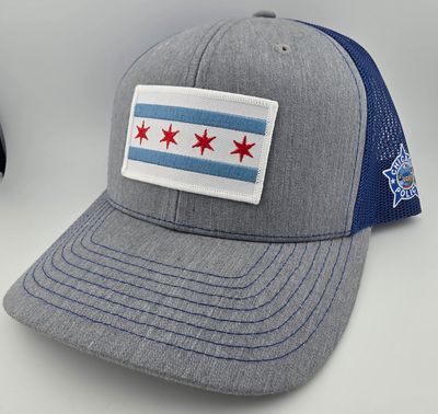 Grey / Royal Mesh Trucker Cap w/ City Flag and CPD star on side