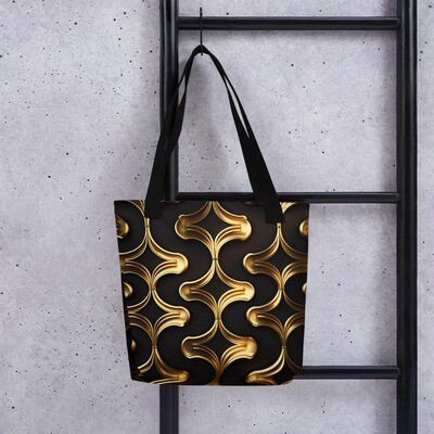 Black with Gold 3D Graphic II Tote bag