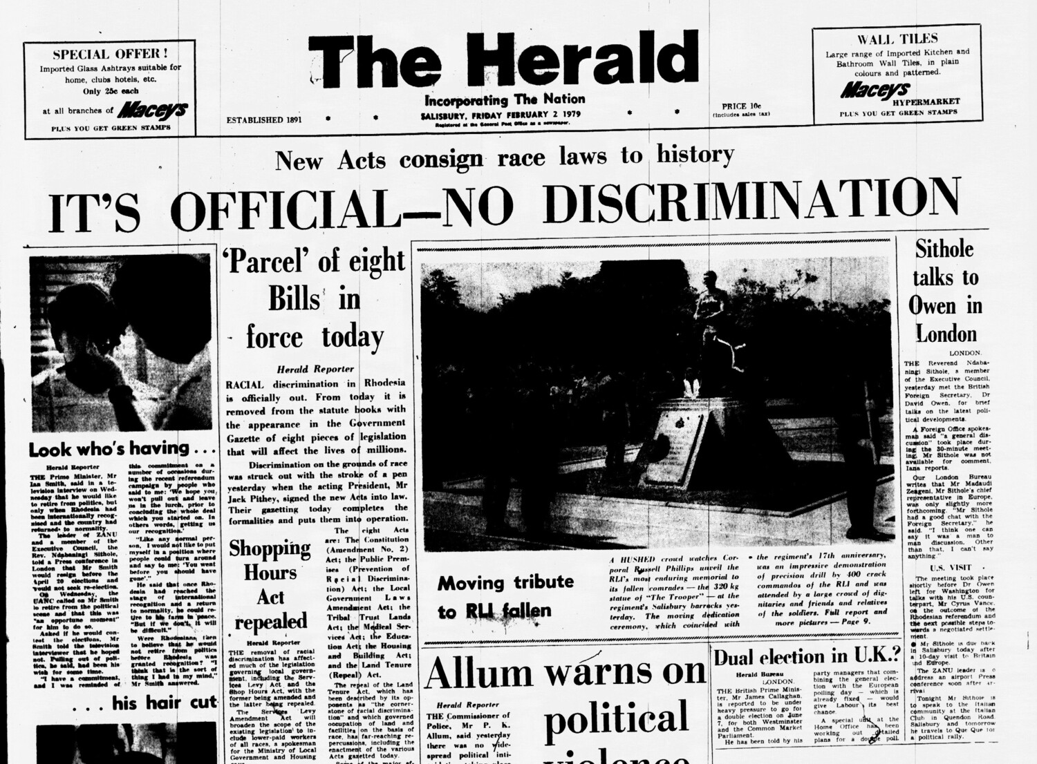 Rhodesia Herald -2 February 1979