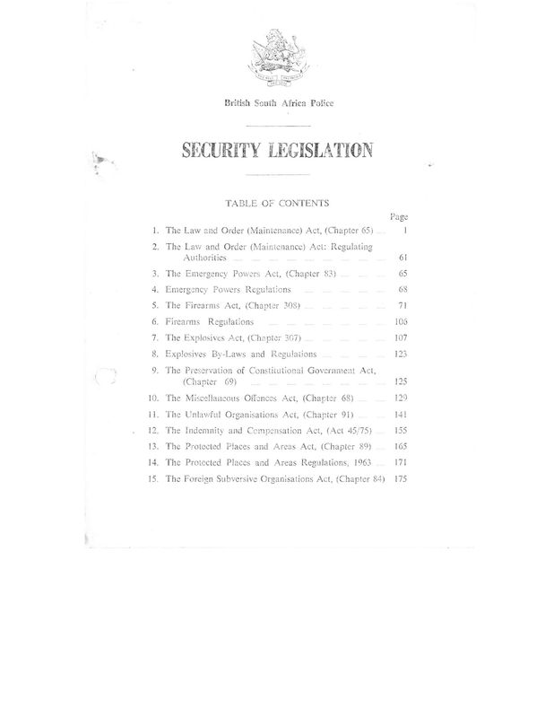 B.S.A. Police - Security Legislation