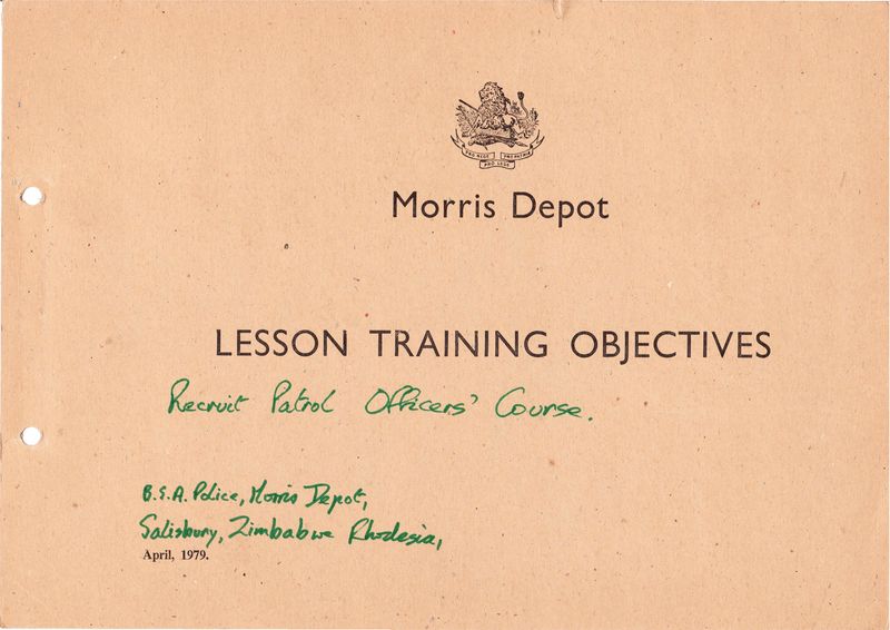 B.S.A. Police Recruit Training Course 1979