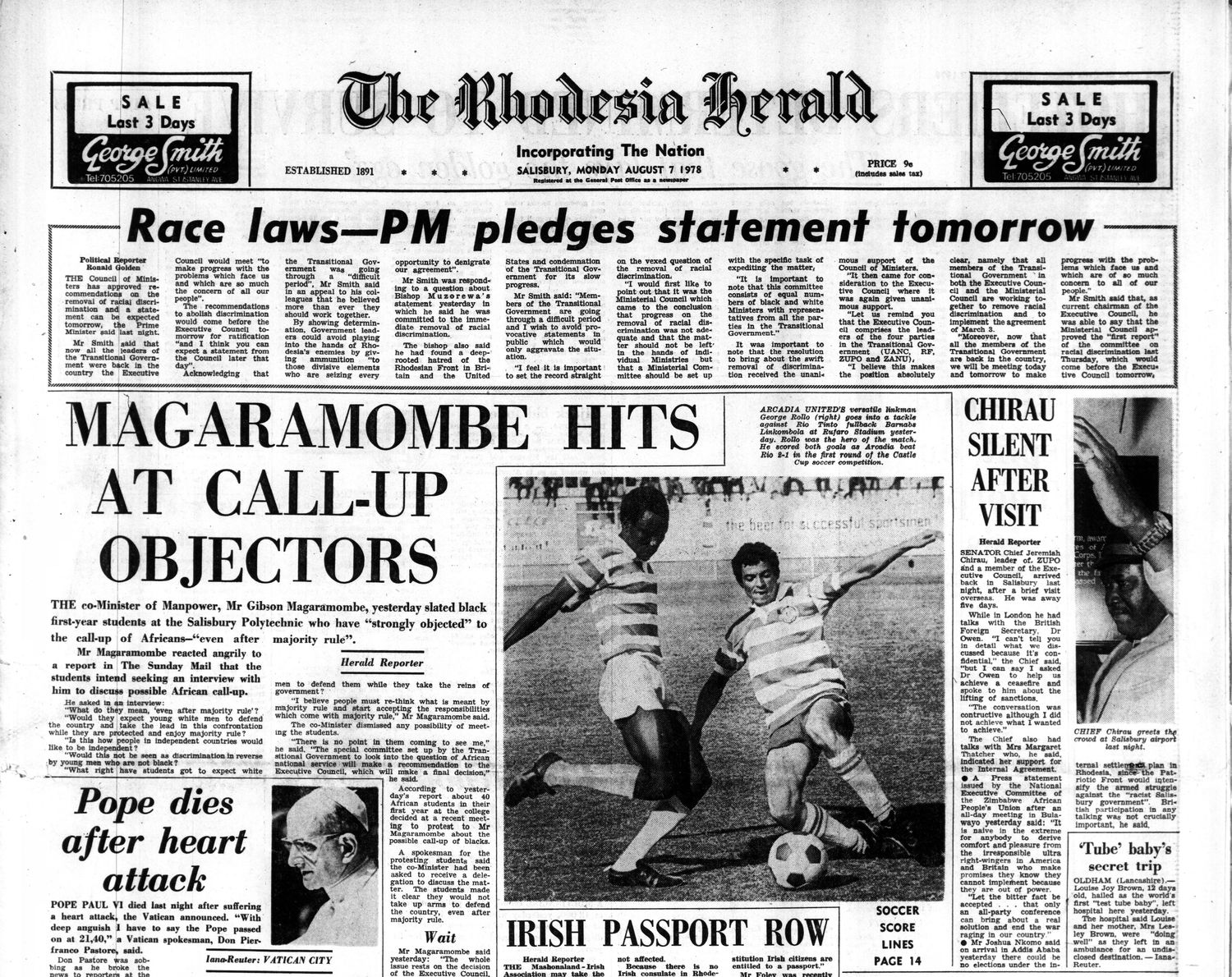 Rhodesia Herald -7 August 1978