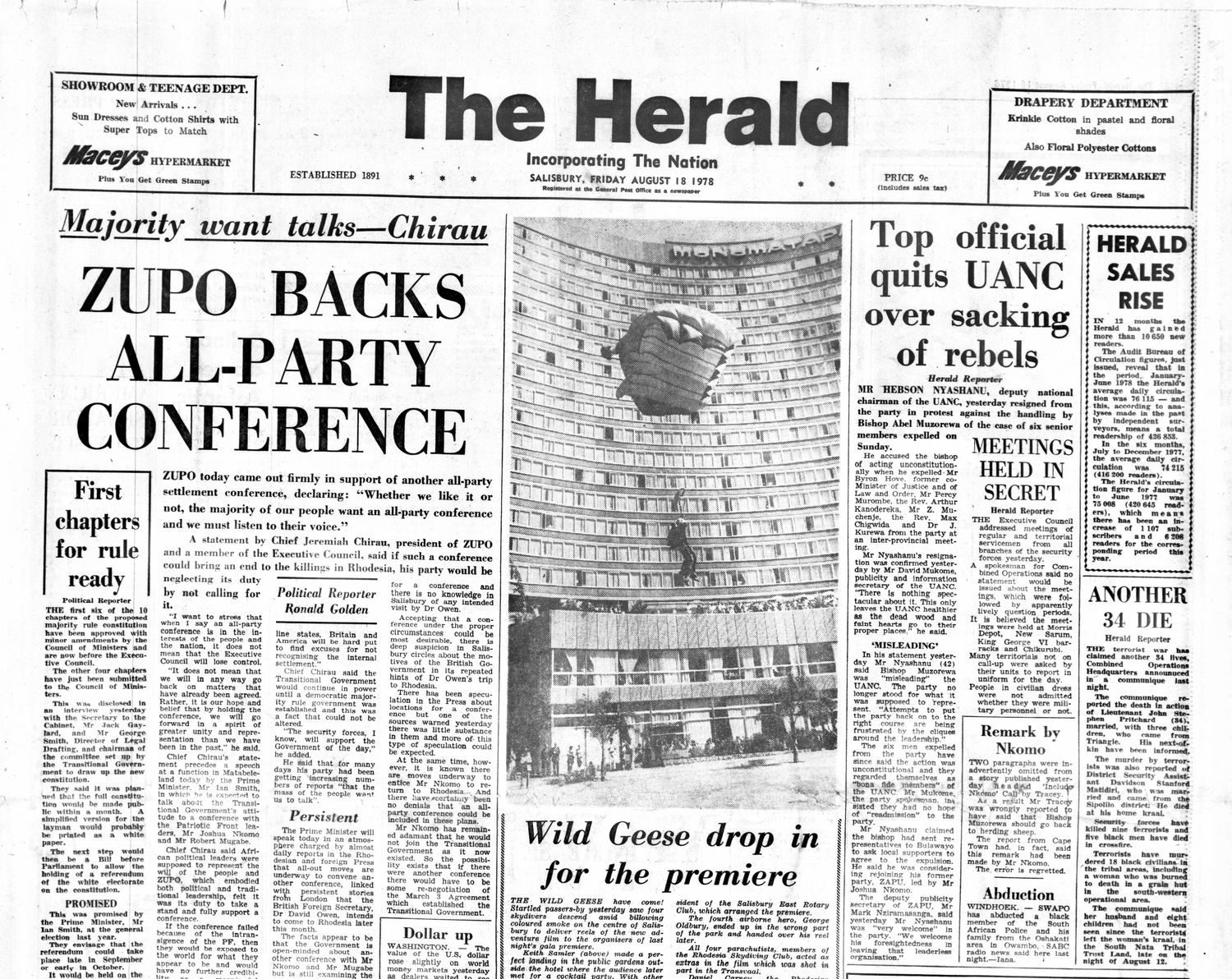 Rhodesia Herald -18 August 1978