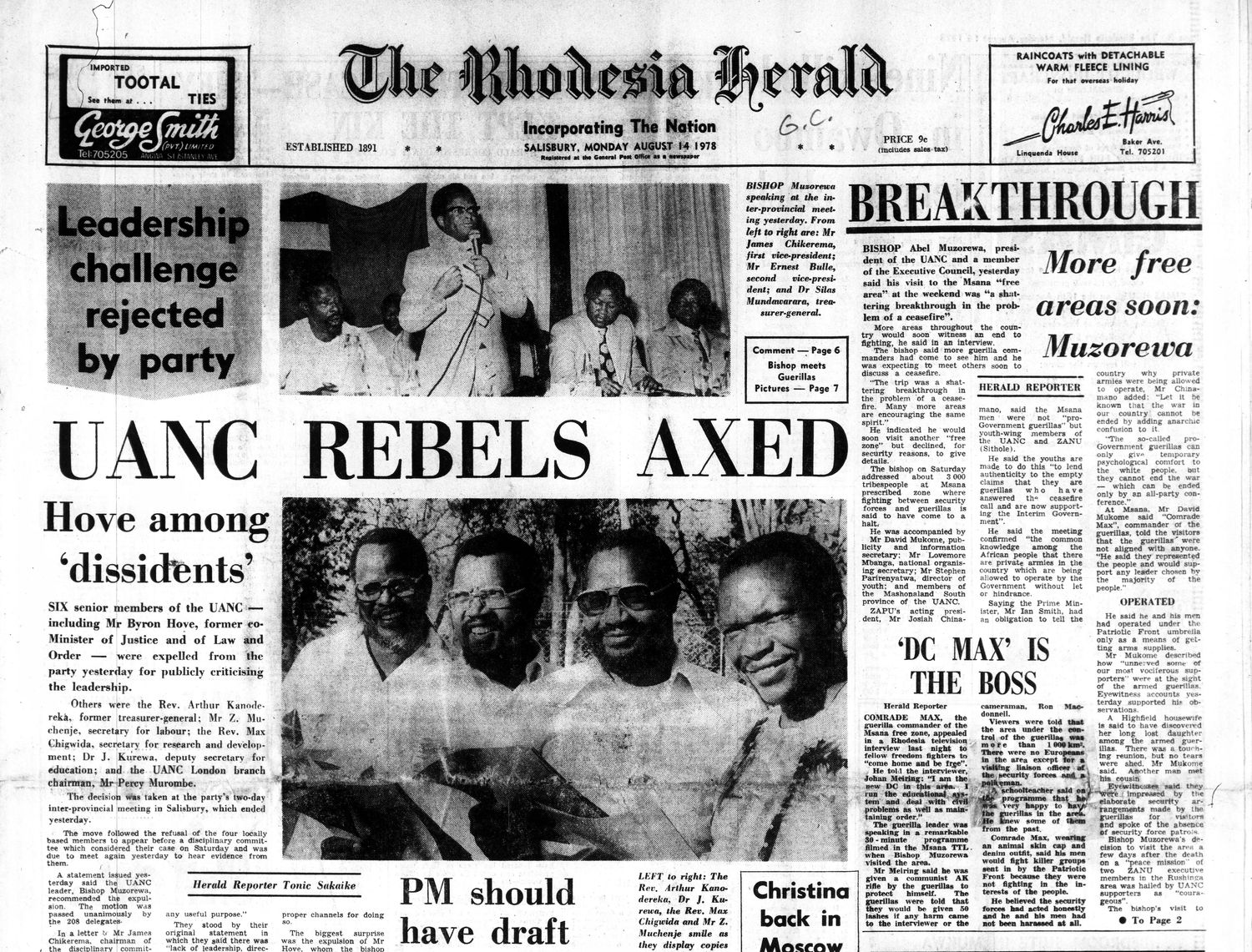 Rhodesia Herald -14 August 1978