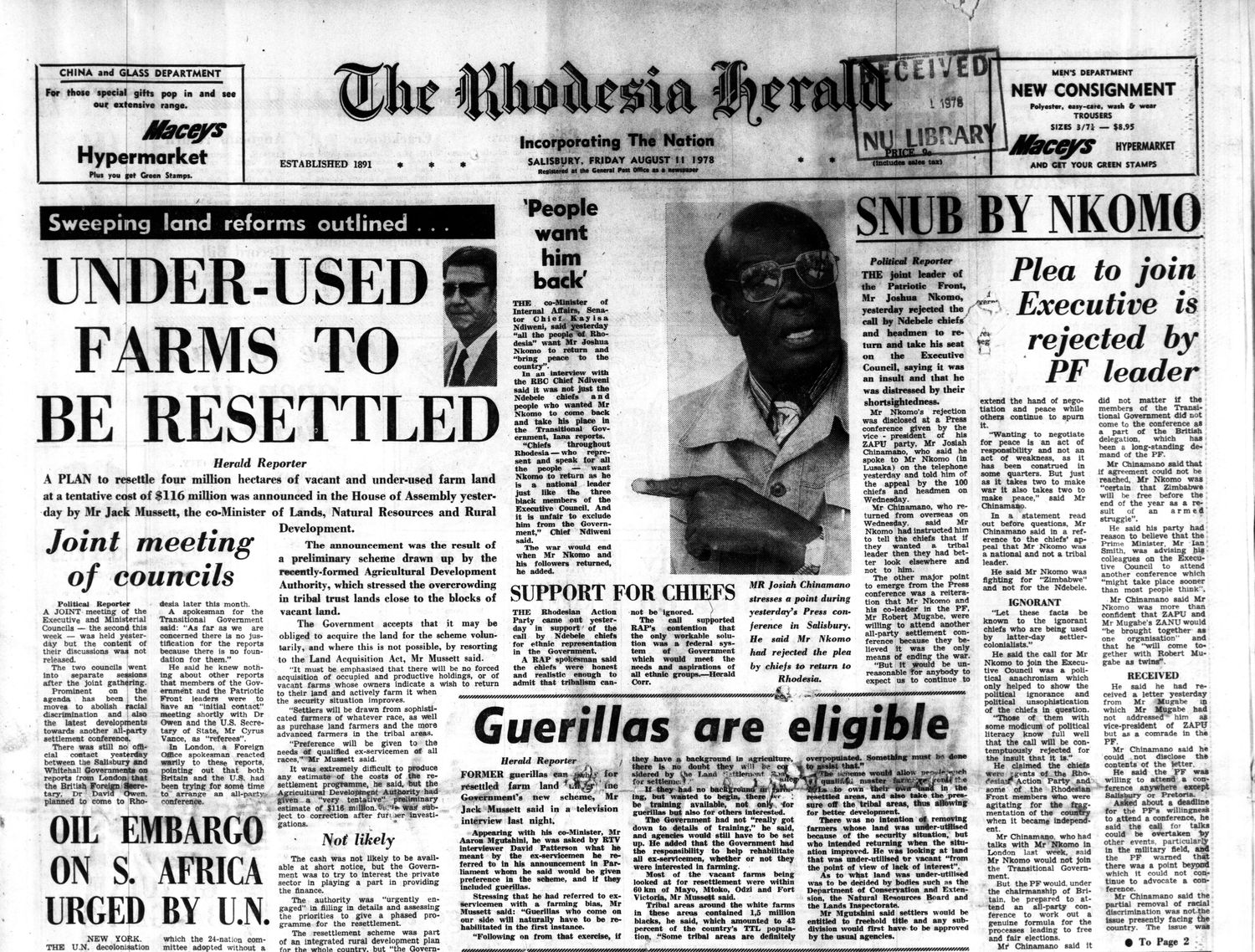 Rhodesia Herald -11 August 1978